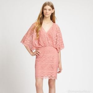 Beyond Vintage Blush Pink Lace Batwing Mini Dress